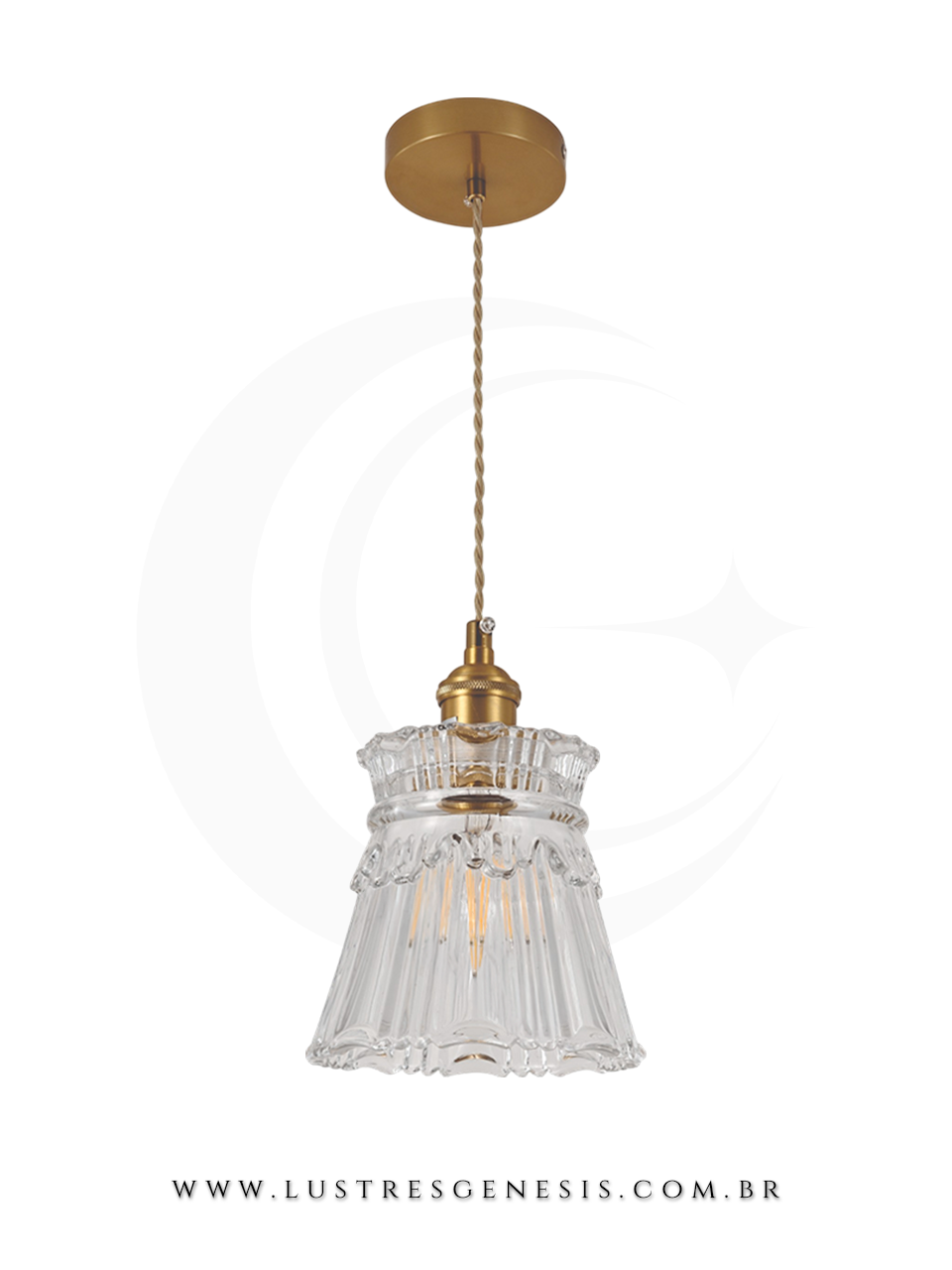 A Luminaria Pendente com acabamento em metal bronze e cupula de vidro transparente e ideal para renovar seu ambiente.